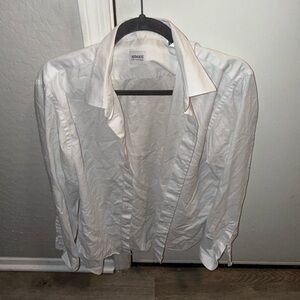 Armani Collezioni Button Up Shirt Men Long Sleeve White Size Large